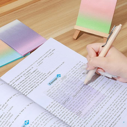 BAYTORY 300 Sheets Transparent Glitter Sticky Note, 3 × 4 Clear Memo Pads, Self-Stick Index Tabs, Waterproof See Through Self-Adhesive Sticky Notes, for Office School Supplies (100mm)