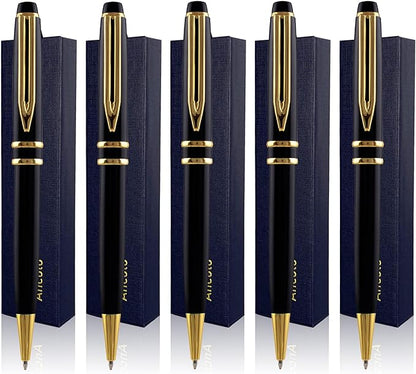Ancolo Personalized Promotion Pens - Advertising Buesiness Gift Office Writing Set- Engraved with Your Message Name Company Team Name, Phone Number Perfect for Business Men 5 Pens/BOX