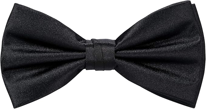 TIE G 5pcs Tie Set in WHITE OR BLACK GIFT BOX: Solid Color Necktie, Satin Bow Tie, Pocket Square, Lapel, Cuff Links