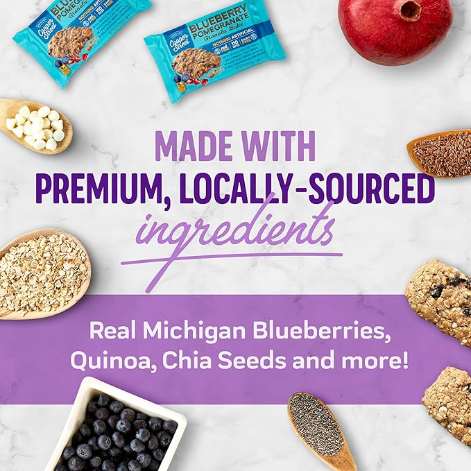 Cooper Street Granola Bakes in Delicious Blueberry Pomegranate Flavor | Healthy Chewy Granola Bars with Chia, Flax, Buckwheat and Oats | Individually Wrapped Healthy Breakfast Bars | 6 oz | 2 Pack
