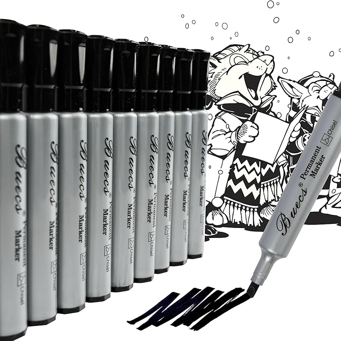 Permanent Markers, 80 Count Black Permanent Markers, Chisel tip, Waterproof &Fade Resistant, Quick Drying, Office Supplies for School, Office, Home