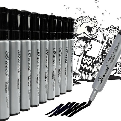 Permanent Markers, 80 Count Black Permanent Markers, Chisel tip, Waterproof &Fade Resistant, Quick Drying, Office Supplies for School, Office, Home