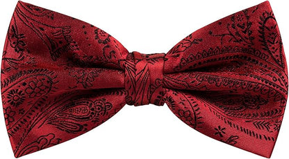 TIE G 5pcs Tie Set in WHITE OR BLACK GIFT BOX: Solid Color Necktie, Satin Bow Tie, Pocket Square, Lapel, Cuff Links