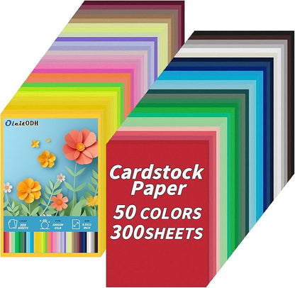300 Pcs Colored Cardstock Bulk 50 Assorted Colors, 8.5” x 11” Cardstock Paper Construction Paper,180GSM Card Stock Printer Scrapbooking Supplies for Diy Crafts Making