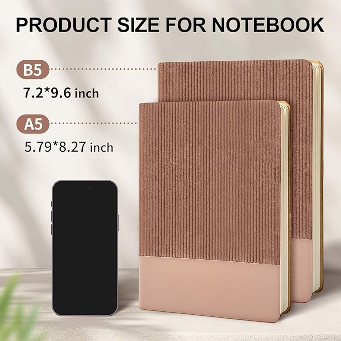 Lined Journal Notebook for Work College Ruled Note Book 5.79"x8.27"A5 PU Leather Daily Journaling 216 Pages for Women Men Writing Home School Supplies Business (Dark Pink 2pack)