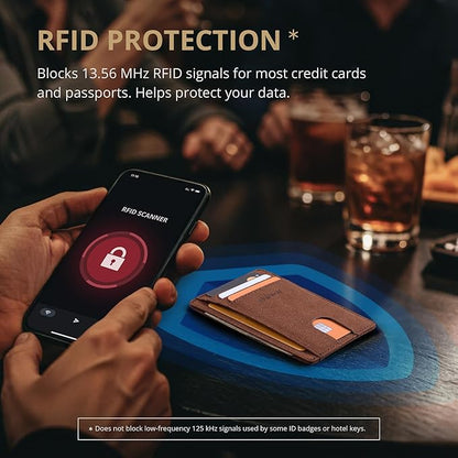 Buffway Slim Minimalist Front Pocket RFID Blocking Leather Wallets for Men and Women - At Sahara Coffee