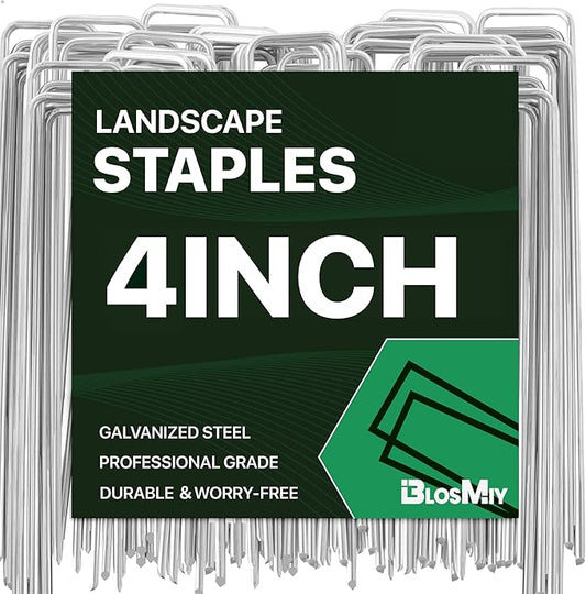 Landscape Staples 4 inch Stakes for Gardening 200 Pack Galvanized Garden Staples for drip Irrigation Landscape Fabric pins Updated Heavy-Duty Weed Barrier Fabric Lawn Outdoor Projects,Decorations