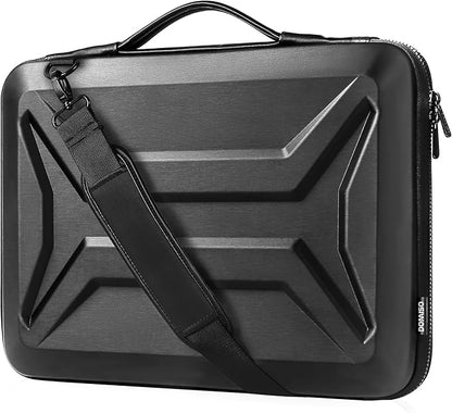 DOMISO 17 Inch Laptop Hard Case with Strap, Waterproof Shockproof Hard Shell Protective Carrying Laptop Bag for Most 17-17.3" Laptops/Dell XPS 17 / HP Envy 17, Black