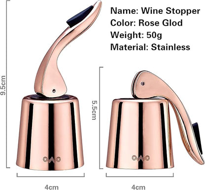 OWO Stainless Steel Wine Bottle Stopper, Reusable Wine Saver with Silicone Seal, Decorative Bottle Sealer, Keeps Fresh (Triple colors, 3 Pack)
