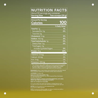 LTH Flex Whey Protein Isolate - Trusted by Life Time Members - Lactose-Free Protein Powder - NSF Certified for Sport - Low Fat, No Added Sugar & Low Carb - Vanilla (30 Servings)