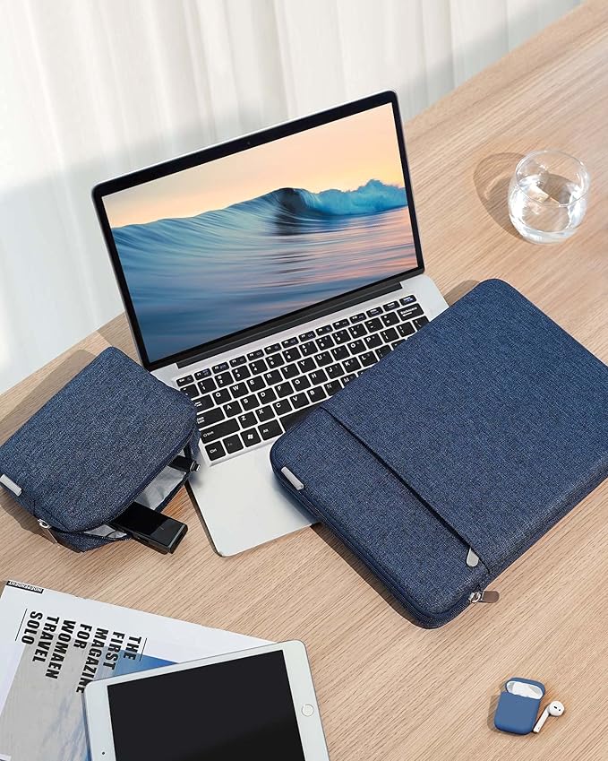 Inateck 360° Protection Laptop Bag with Accessory Bag, Compatible with 13-inch MacBook Air/Pro M4 M3 M2 M1 2016-2025, Blue