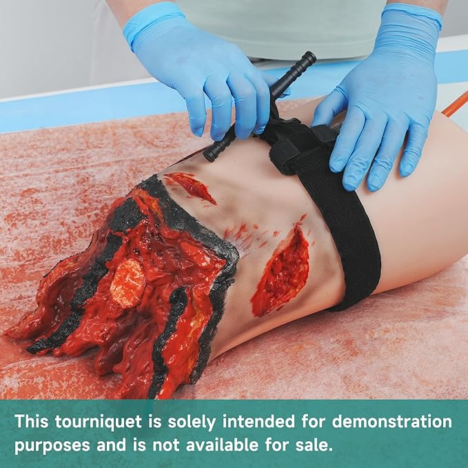 Wound Packing Thigh Trainer Kit with Tourniquet, Lower Extremity Trauma Trainer for First Aid and Military Training, Tourniquet Training Leg