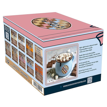 Double Donut Flavored Hot Chocolate Packets, Salted Caramel, Salted Caramel Hot Chocolate, Hot Cocoa Mix, 128 Count
