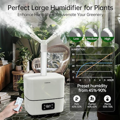 YOKEKON Humidifier Large Room, 30L/7.93Gal Commercial Whole House Humidifier 5000 sq.ft, Top-Fill Humidifiers for home with Extension Tube, Ideal for Plants, Office, Warehouse & Greenhouse