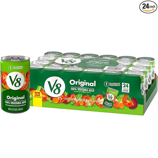 V8 Original 100% Vegetable Juice, 5.5 fl oz Can (24 Pack)