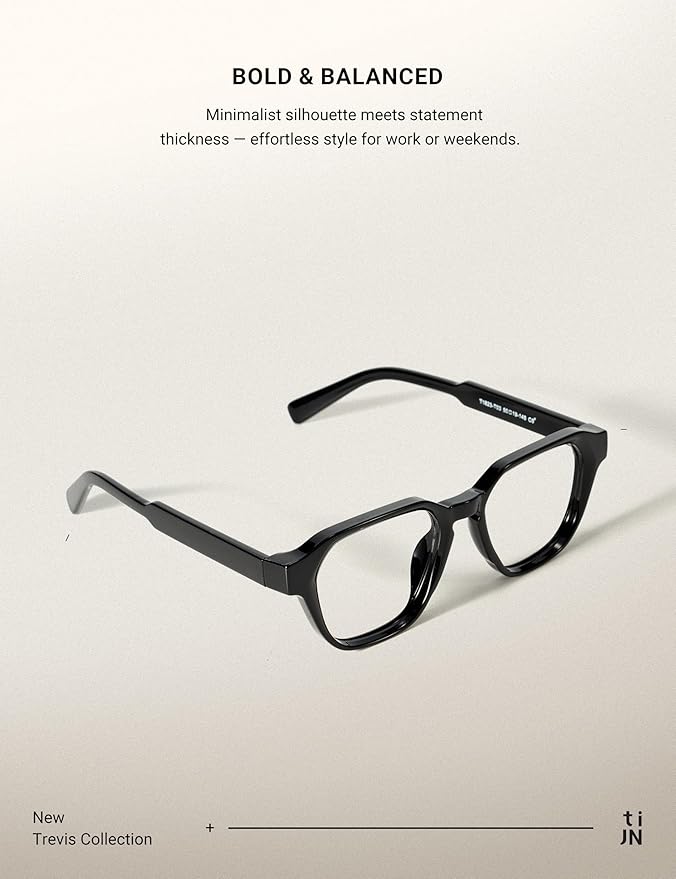 TIJN Blue Light Blocking Glasses for Women Men TR90 Rectangle Frame and Chic Preppy Style Computer Screen Glasses