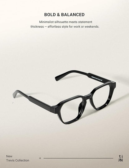 TIJN Blue Light Blocking Glasses for Women Men TR90 Rectangle Frame and Chic Preppy Style Computer Screen Glasses