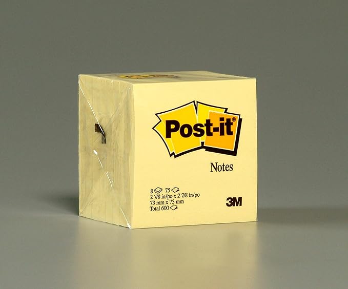 Post-it Notes, America’s #1 Favorite Sticky Note, 3 Inches x 3 Inches, Canary Yellow, 75 Sheets per Pad, Six Pads per Pack (5442)