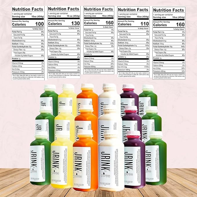 JRINK by Purée Easy Juice Cleanse, Cold Pressed Detox Drink with Organic 2 Day-Healthy Vegetable and Fruit Juice, Frozen Pressed Juice Cleanse, 12 Bottles, 16oz Each