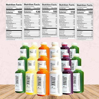 JRINK by Purée Easy Juice Cleanse, Cold Pressed Detox Drink with Organic 2 Day-Healthy Vegetable and Fruit Juice, Frozen Pressed Juice Cleanse, 12 Bottles, 16oz Each