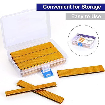 HW HAMWOO 18 Gauge 3000PCS,1/4" Narrow Crown Staples (1/2",3/4",1"),18GA Nail Gun Nails Assorted, Suitable for Most Brand of 18 Gauge Pneumatic and Electric Brad Nailer (Yellow)