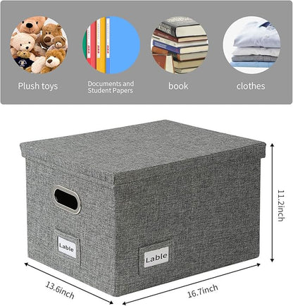 File Organizer Collapsible Storage Box for Office File Box with Lids Document Organizer for Office and Home Easy Slide Durable Hanging File Box (Gray)