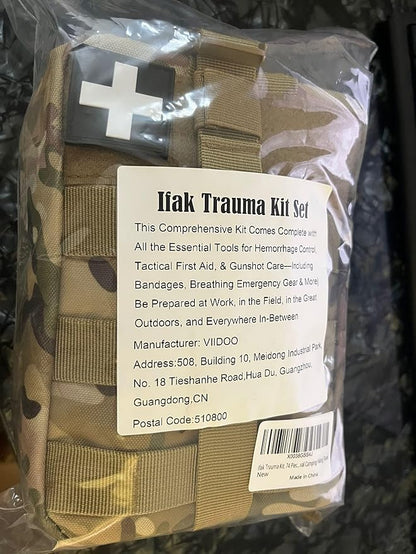 Ifak Trauma Kit, 74 Piece Upgrade Tactical First Aid Supplies, Molle Ifak Pouch Rip Away Refill Supplies for Survival Camping Hiking Travel