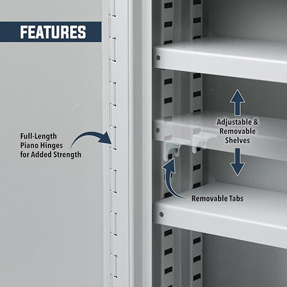 Durabox 2-Door Narcotics Cabinet - Double Door & Dual Key Lock Steel Cabinet for Safe Storage of Medicine, Prescription Drugs, Medical Supplies and More, 10" W x 15" H x 4-1/2"D (Grey, Small)