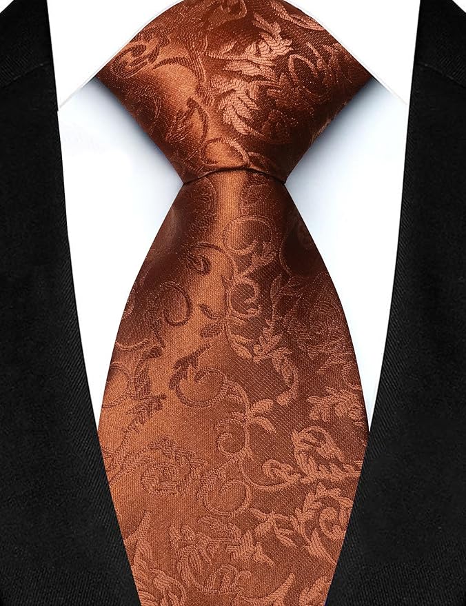 JEMYGINS Mens Floral Tie and Lapel Pin Necktie Pocket Square and Tie Clip with Sets for Business Casual 4PCS