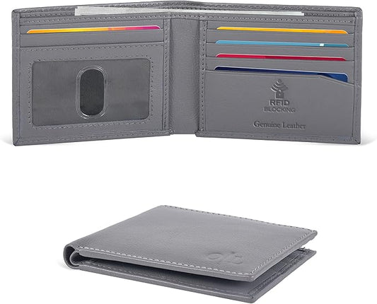 Oak Leathers Slim Leather Wallet for Men - RFID Wallets Credit Card Holder Ultra Thin Gift for Mens, Front Pocket Minimalist Design