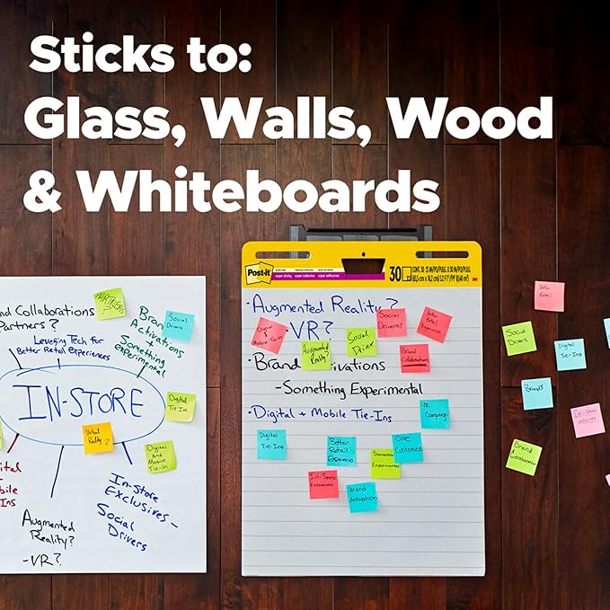 Post-it Super Sticky Easel Pad, 25 x 30 Inches, 30 Sheets/Pad, 6 Pads (561WL VAD 6PK), Large White Lined Premium Self Stick Flip Chart Paper