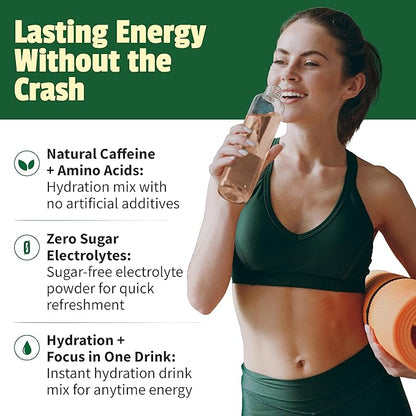EarlyBird Energy Drink Powder - Morning Cocktail Pink Guava - Zero Sugar Electrolytes with Amino Acids - Electrolytes Powder & Caffeine Drink Mix for Morning Energy, Focus & Hydration - 45 Servings