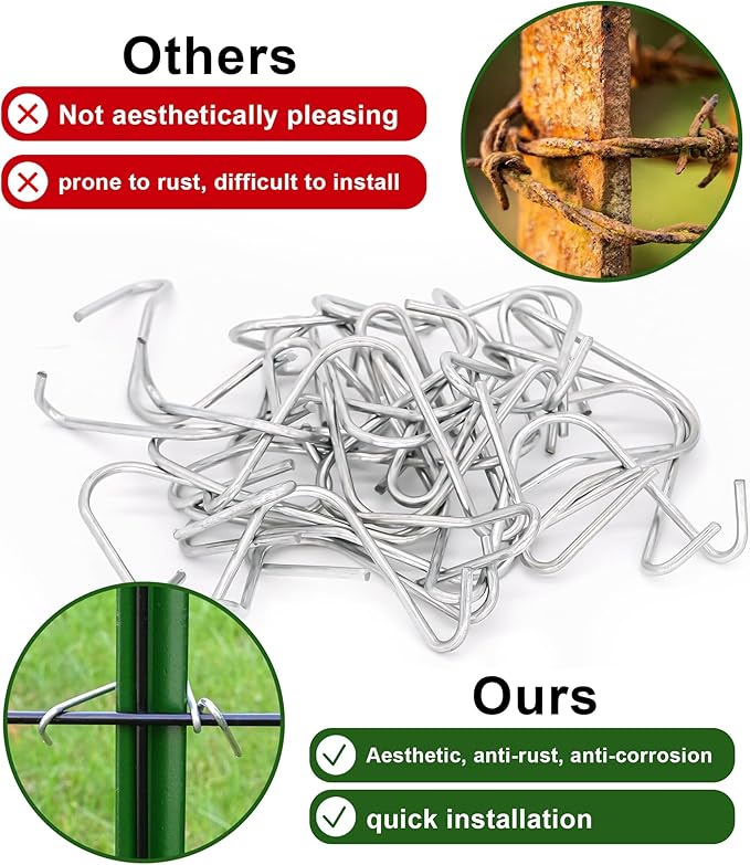 T-Post Clips Galvanized Steel Fence Clips 250 PCS 10 Gauge Convenient and Fast Installation Pre-Cut Fence Ties for T-Posts/U-Posts