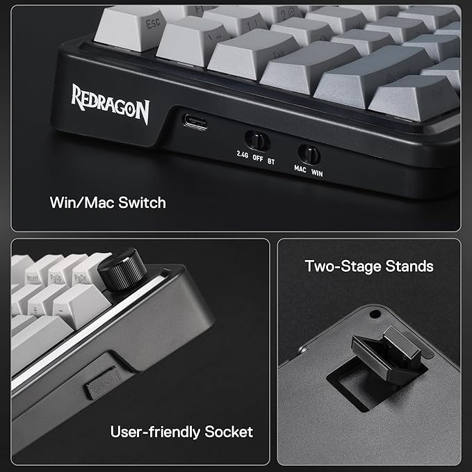Redragon K686 PRO 98 Keys Wireless Gasket RGB Gaming Keyboard, 3-Mode PBT Mechanical Keyboard w/Hot-Swap South-Facing RGB Socket, Dedicated Knob Control & 5-Layer Noise Dampening, Gradient PBT Keycaps