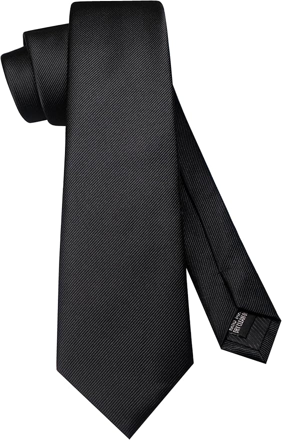 JEMYGINS Solid Color Formal Necktie and Pocket Square Tie Clip Sets for Men