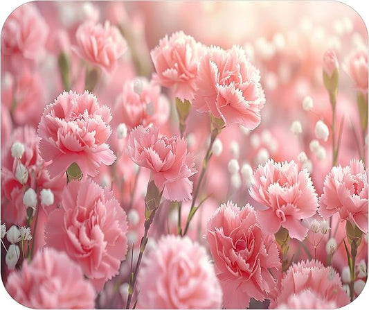 Floral Pattern Flower Mouse Pad Mat Mousepad for Desk Computer Laptop PC Gaming Home or Office Gift for Her Flowers (Pink Carnation MP107)