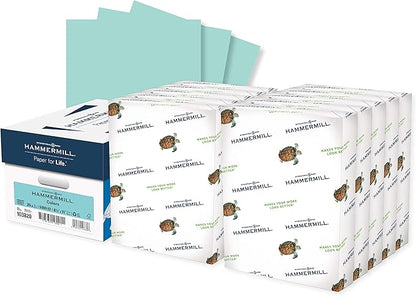 Hammermill Colored Paper, 20 lb Turquoise Printer Paper, 8.5 x 11-10 Ream (5,000 Sheets) - Made in the USA, Pastel Paper, 103820C