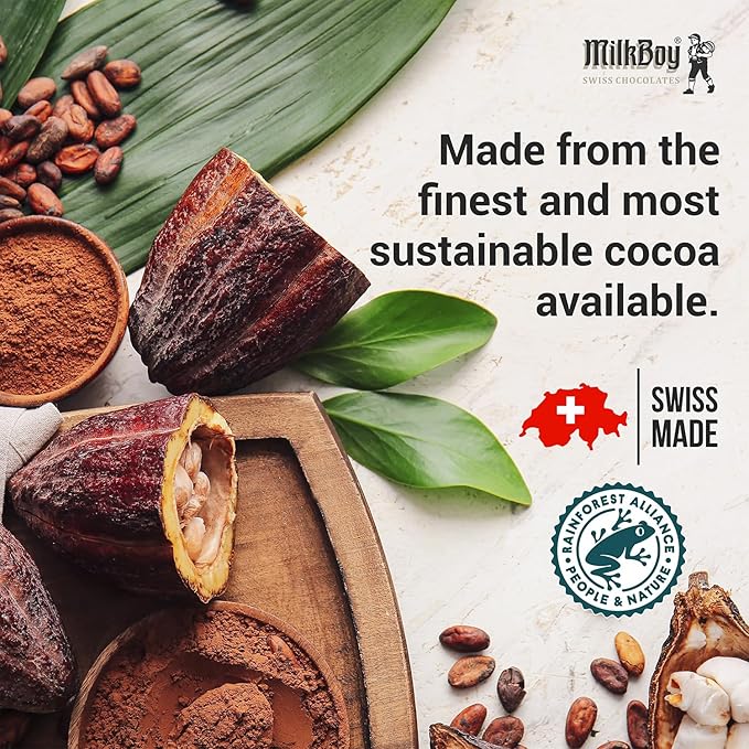 Milkboy Swiss Chocolates Milk Chocolates - Alpine Milk Chocolate Bars with Crunchy Caramel Sea Salt - Gluten-Free Non-GMO All Natural - Made in Switzerland - 3 oz, Pack 5