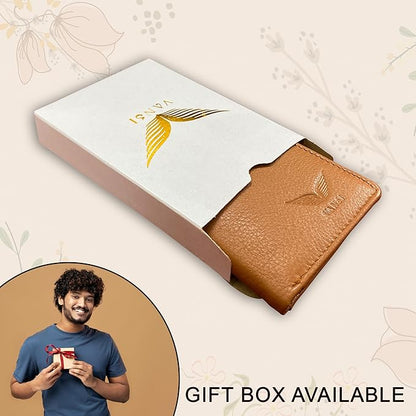 VANSI Genuine Leather Modern TriFold Design Wallet and Card Holder for Men (TAN)