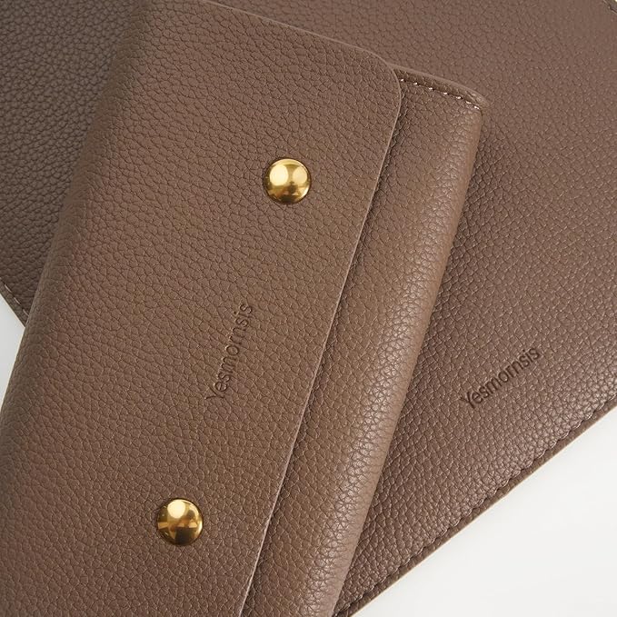 PU Leather Padded Laptop Sleeve 15.3Inch Compatible with MacBook Air 15 A3114 M3 Laptop Bag with Charger Pouch Color Coffee