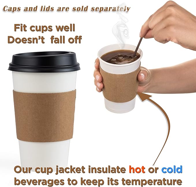 FMP Brands [200 Pack] Kraft Coffee Cup Sleeves Disposable for Hot Drinks, Durable Corrugated Cardboard Cup Sleeves for 12-24 oz Cups, Beverage Insulator and Hand Protection for Hot & Cold Drinks