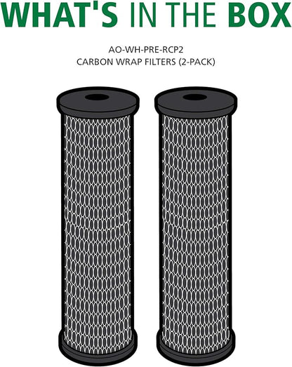 AO Smith 2.5"x10" 5 Micron Carbon Wrap Sediment Water Filter Replacement Cartridge - 2 Pack - For Whole House Filtration Systems - AO-WH-PRE-RCP2