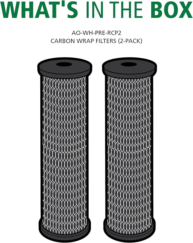 AO Smith 2.5"x10" 5 Micron Carbon Wrap Sediment Water Filter Replacement Cartridge - 4 Pack - For Whole House Filtration Systems - AO-WH-PRE-RCP2