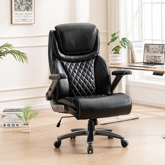 Office Chair, 500 lbs Ergonomic Big and Tall Computer Desk Chair, High-Back Executive with Adjustable Headrest, 3D Reversible Armrests, Silent Wheels for Home, Office, Gaming (Black)