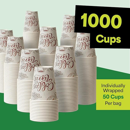 EconoHome 12 oz 1000 Pack Disposable Coffee Paper Cups - Paper Cups for Hot and Cold Drinks, Tea, Water, and Juice