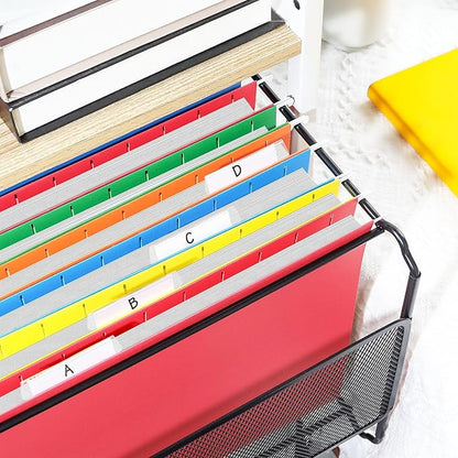 SUNEE Hanging File Folders Extra Capacity Assorted Colors, 25 Pack Letter Size File Folders with 1/5-cut Tabs, Heavy Duty 1 Inch Expansion, Stay Organized for Your Home and Office Bulk File