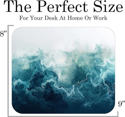 Blue White Marble Agate Mouse Pad Mat Mousepad for Desk Computer Laptop PC Gaming Home or Office Gift Marbled Abstract (Blue White MP13)