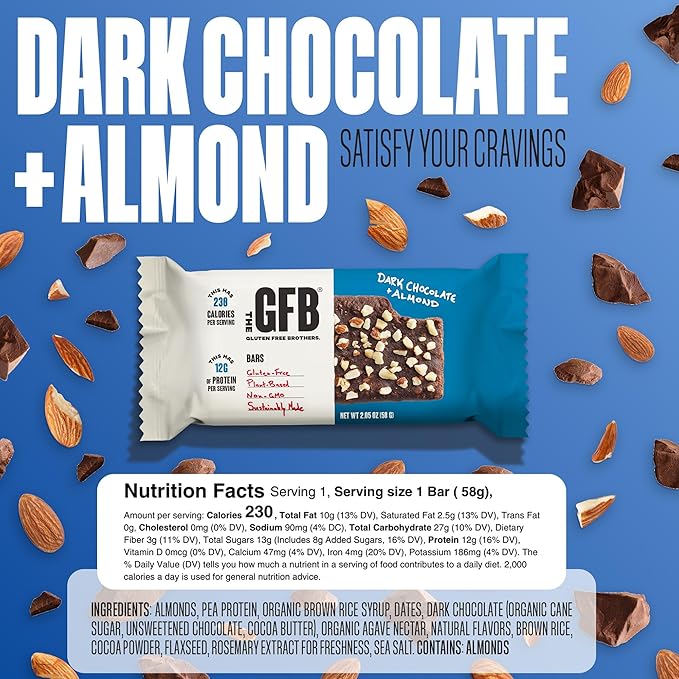 The GFB Variety Pack Protein Bars - Gluten Free, Plant Based, Non GMO, Sustainably Made – Ridiculously Tasty, Healthy, Vegan, Nutrition Snack Protein Bars, 2.05 oz (10 Count)