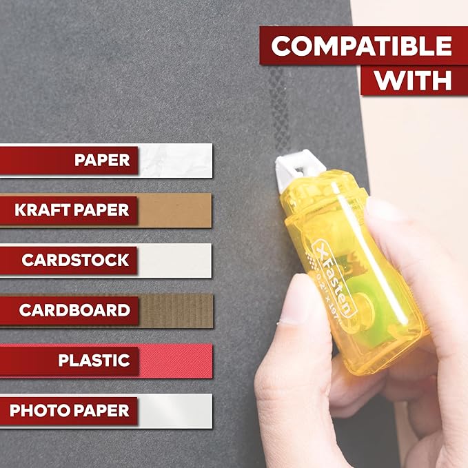 Mini Japan Dots Adhesive Roller .20-Inx197-In (985” Total) 8-Pack, Yellow Scrapbook Adhesive Tape Glue Roller Runner, Photo Tape- Scrapbooking-XFasten