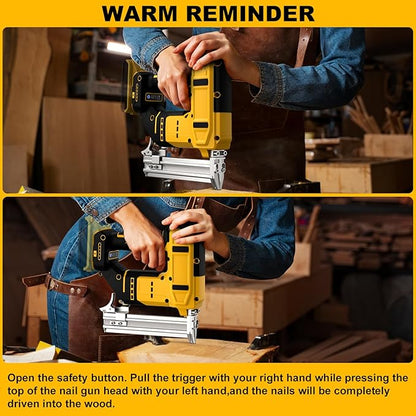 18 Gauge Cordless Brad Nailer & Staple Gun for Dewalt 20V MAX Battery, 2-in-1 Battery Powered Nail Gun with 2000 Nails, Electric Nail Gun for Woodworking, DIY, Framing & Home Improvement (No Battery)